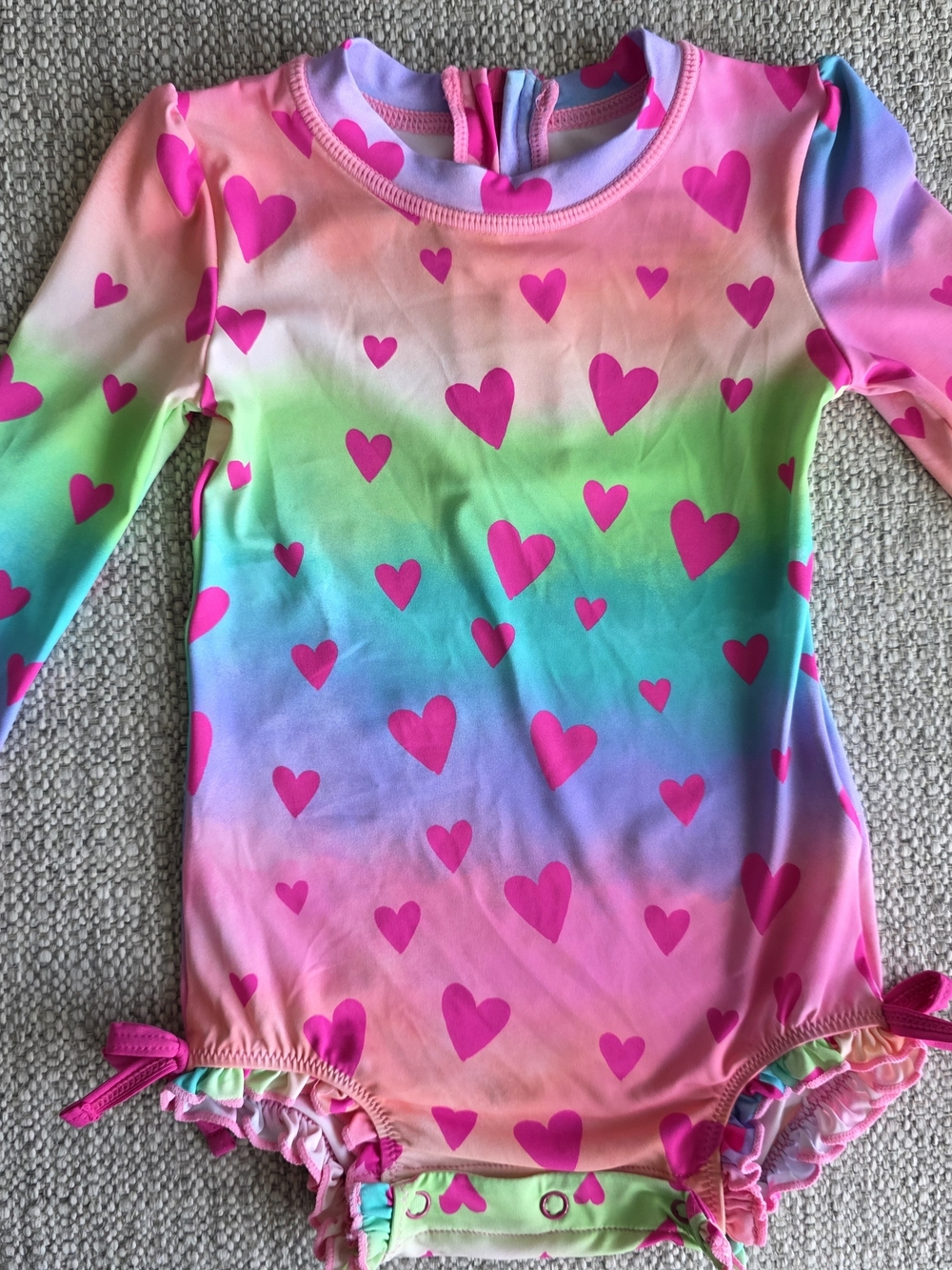 Hatley Rainbow Heart Rashguard in Pink, Purple, Green